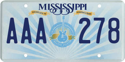 MS license plate AAA278