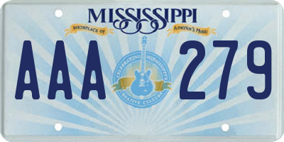 MS license plate AAA279