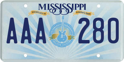 MS license plate AAA280