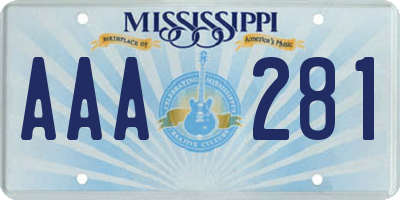 MS license plate AAA281