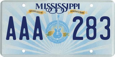 MS license plate AAA283