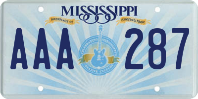 MS license plate AAA287