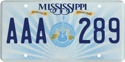 MS license plate AAA289