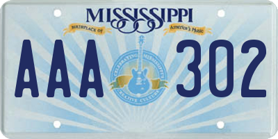 MS license plate AAA302