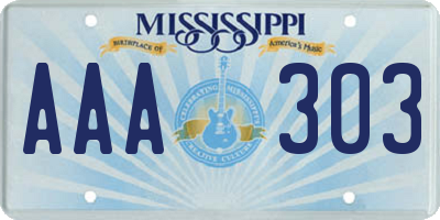 MS license plate AAA303