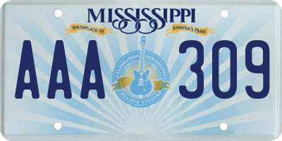 MS license plate AAA309