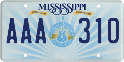 MS license plate AAA310