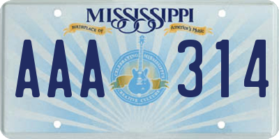 MS license plate AAA314