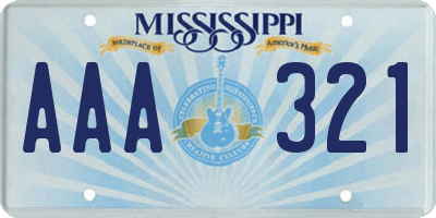 MS license plate AAA321