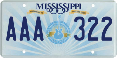 MS license plate AAA322