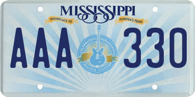 MS license plate AAA330