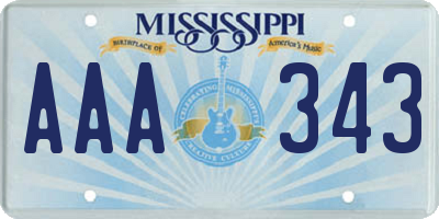 MS license plate AAA343