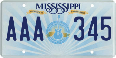 MS license plate AAA345