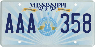 MS license plate AAA358