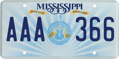 MS license plate AAA366