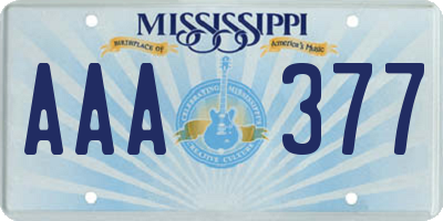 MS license plate AAA377