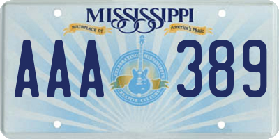 MS license plate AAA389