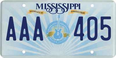 MS license plate AAA405