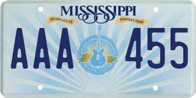 MS license plate AAA455