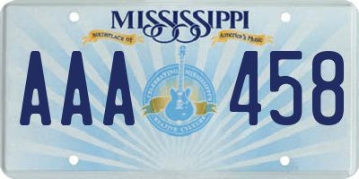 MS license plate AAA458