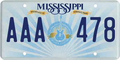 MS license plate AAA478