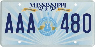 MS license plate AAA480