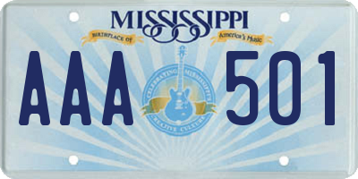 MS license plate AAA501