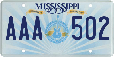 MS license plate AAA502