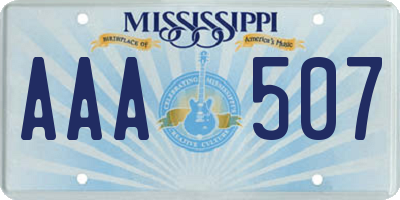 MS license plate AAA507