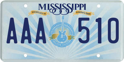 MS license plate AAA510