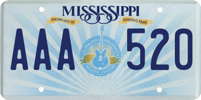 MS license plate AAA520