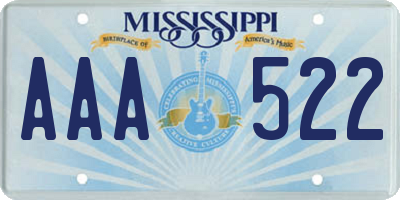 MS license plate AAA522