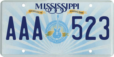MS license plate AAA523