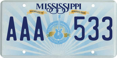 MS license plate AAA533