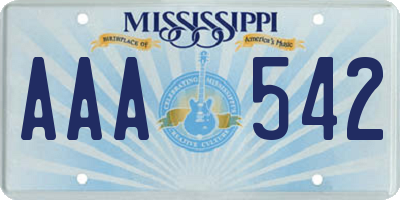 MS license plate AAA542