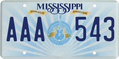 MS license plate AAA543