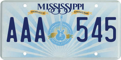 MS license plate AAA545