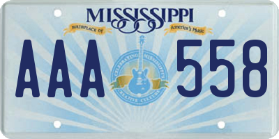 MS license plate AAA558