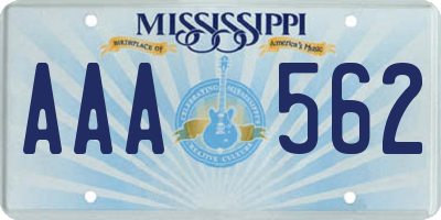 MS license plate AAA562