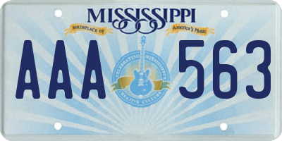 MS license plate AAA563