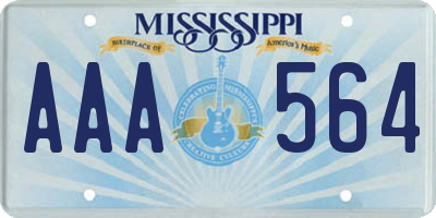 MS license plate AAA564