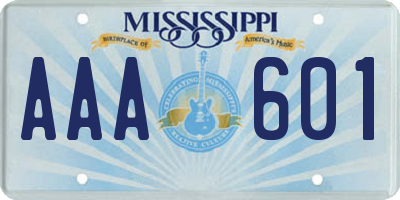 MS license plate AAA601