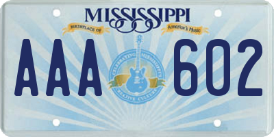 MS license plate AAA602