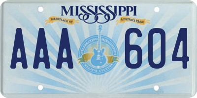 MS license plate AAA604