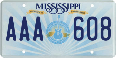 MS license plate AAA608