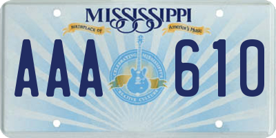 MS license plate AAA610