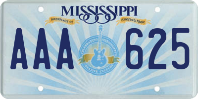 MS license plate AAA625