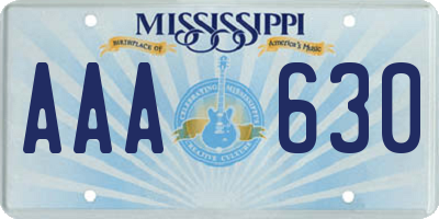 MS license plate AAA630