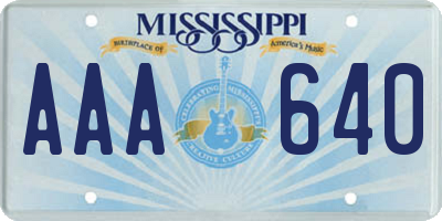 MS license plate AAA640