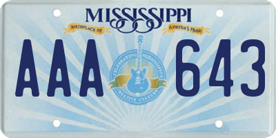 MS license plate AAA643